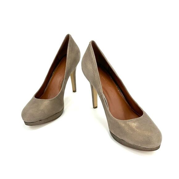 Banana Republic Kristen Stiletto Pumps Sz 10 Taupe Metallic Leather Platform New - Picture 4 of 14